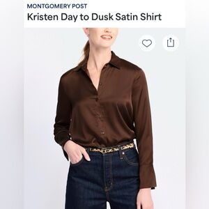 Montgomery Post Satin Shirt in Dark Brown
